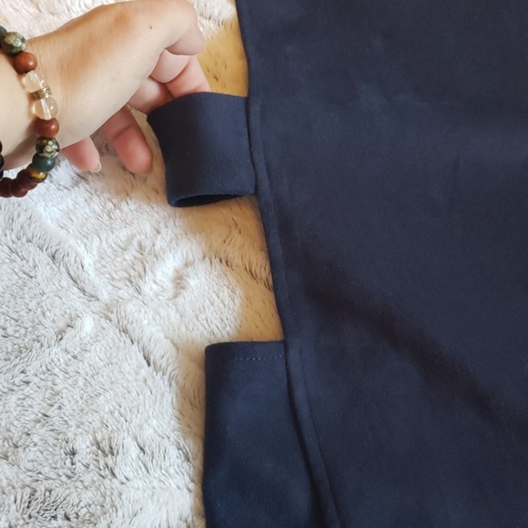 New!! Wishlist Faux Suede Navy Mini Dress in Large - Picture 7 of 8